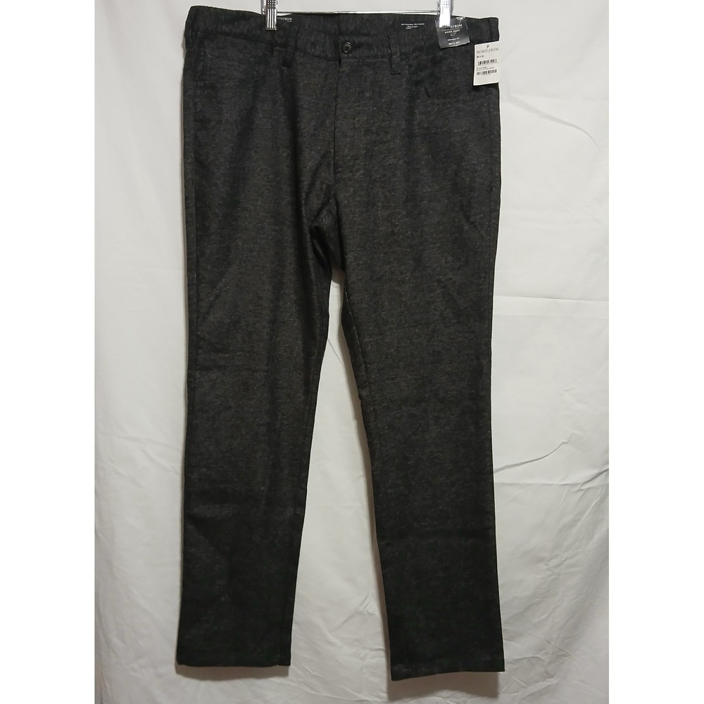 Nordstrom Men's Shop Straight Fit Dress Pants Heathered Gray 38x32